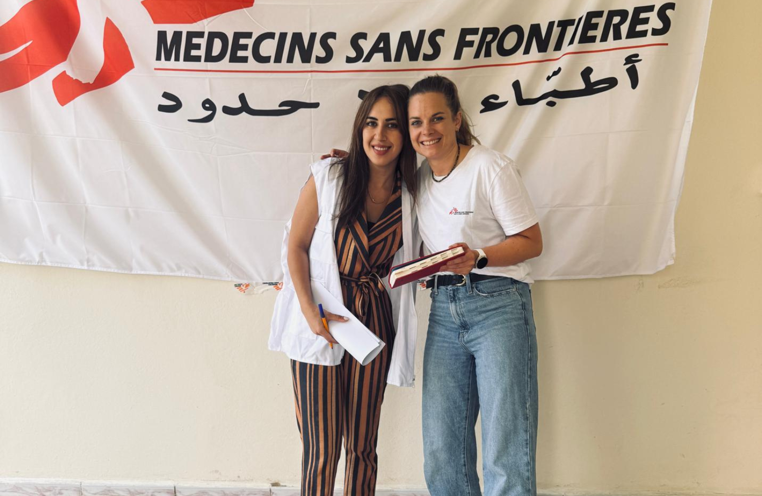 [Verena (on the right) with her colleague Alice at her workplace in Nabatieh, Lebanon]