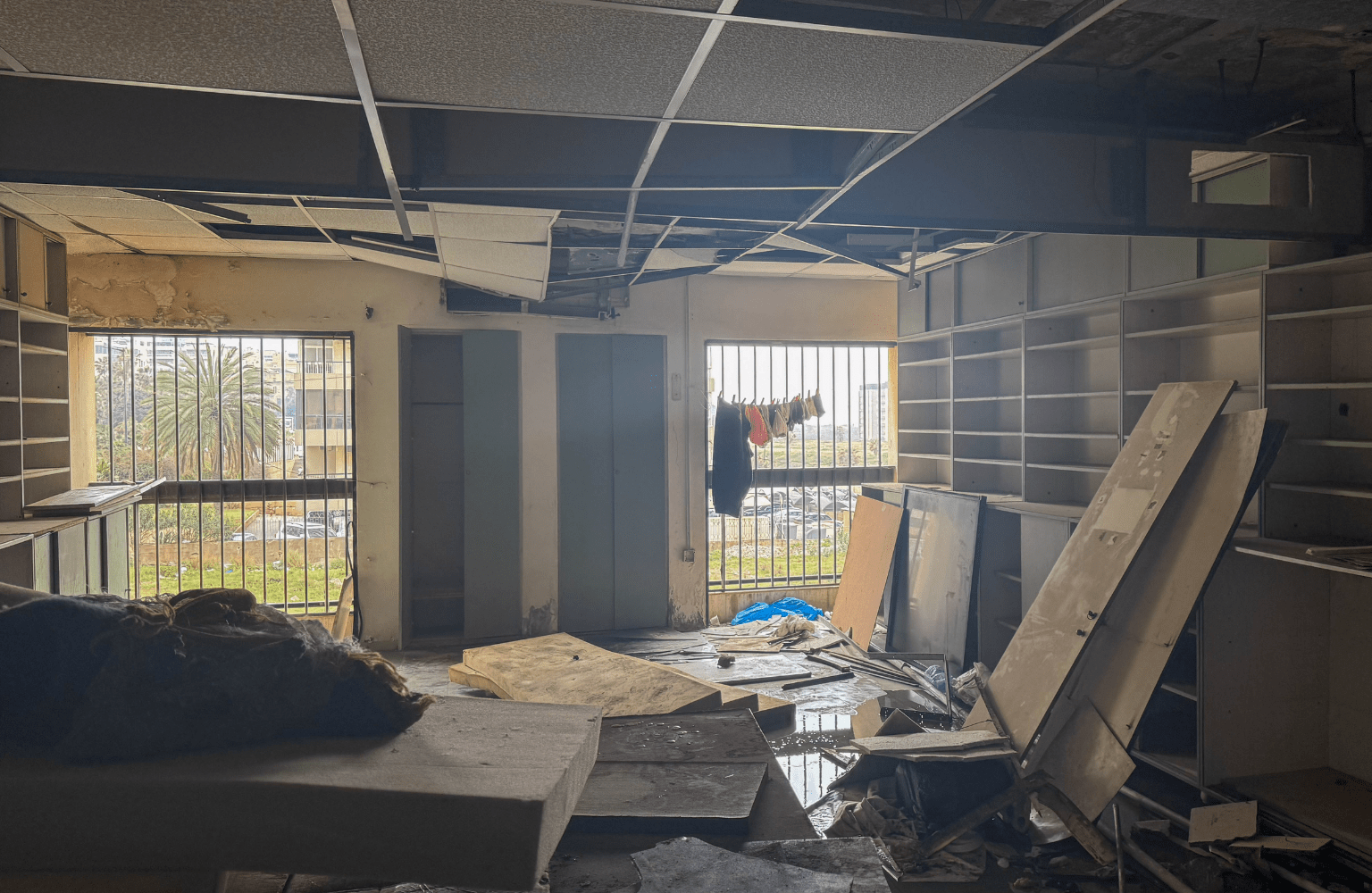 abandoned building turned into displacement center