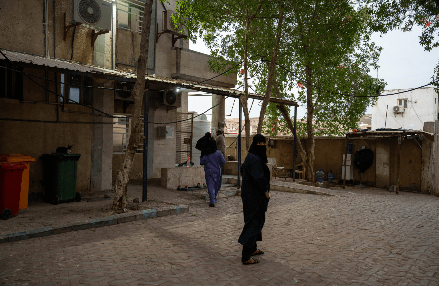Women standing in Mocha maernity in Yemen