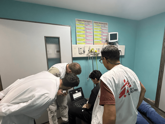 MSF medical team working with Ministry of Public Health staff in Jabal Amel hospital, Sour, southern Lebanon.